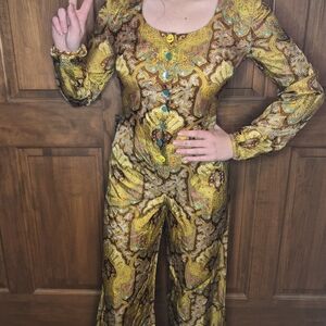 Paisley Long Sleeve 80s Jumpsuit